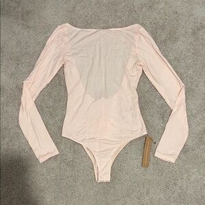 BRAND NEW Reformation Light Pink Long Sleeve Open Back Bodysuit